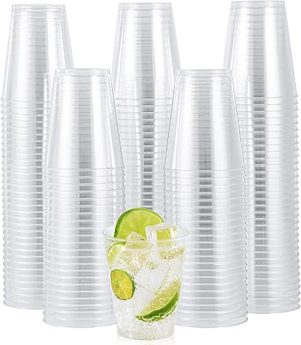 Miniatura 8 de JOLLY CHEF Paquete de 50 vasos de plástico dorados de 10 onzas, vasos de plástico desechables con purpurina dorada, vasos de plástico transparente,