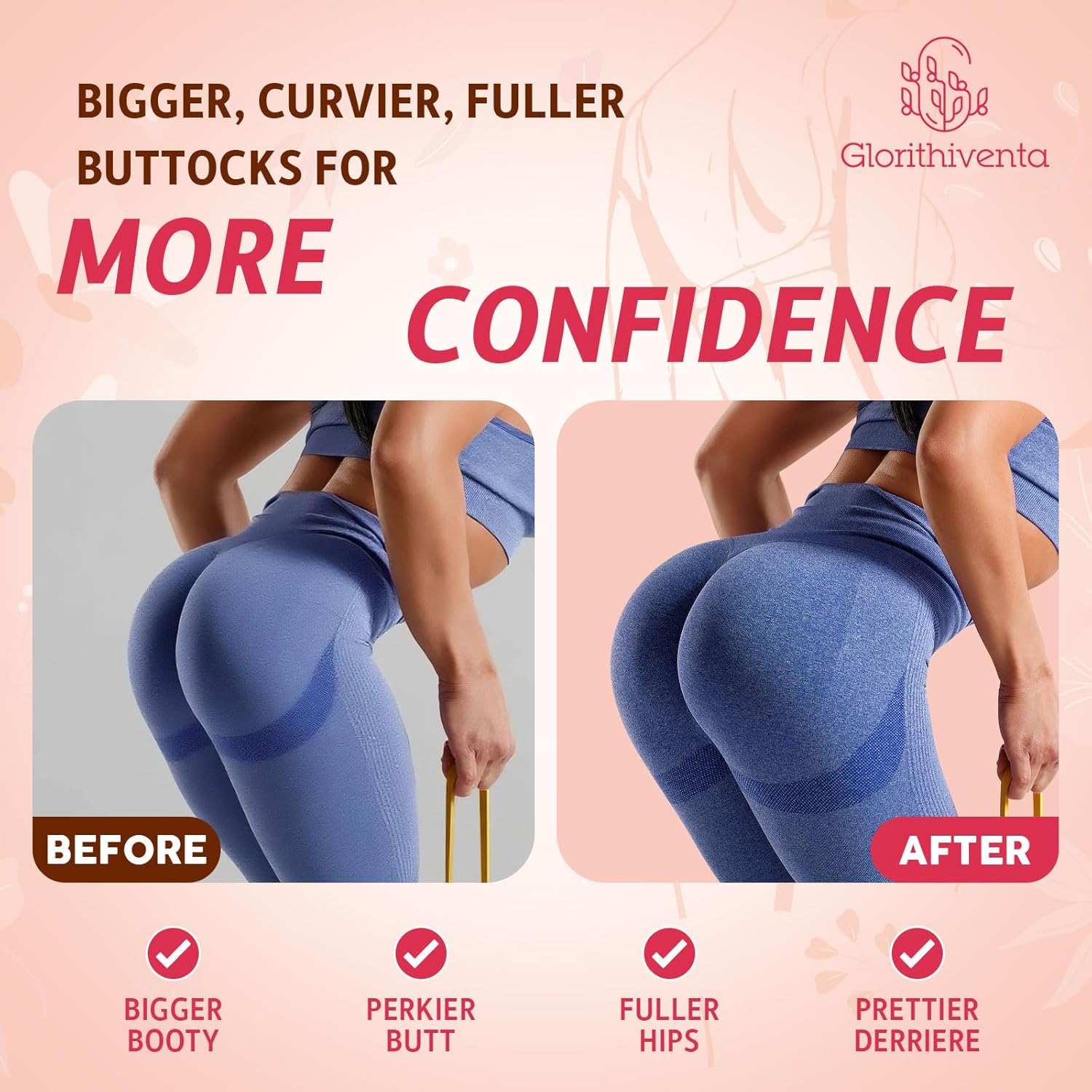 Booty Gummies for Women, BBL Gummies Contains CurvaBoost BBL Herb Blend & Creatine Monohydrate for Booty, Curves & Energy, Zero Sugar, Vegan, Peach Flavor - 120 Counts - Image 2