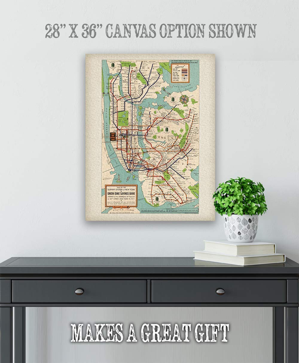 Amazon.com: Vintage 1948 New York Subway Map 16x20 Unframed Poster