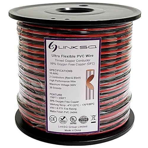 Vista 45 de Cable eléctrico 2468 VW-1 FT1 (100 pies) calibre 16 2 conductores, cable de cobre estañado trenzado sin oxígeno de 2 cables, 16 AWG 2 cables, cable