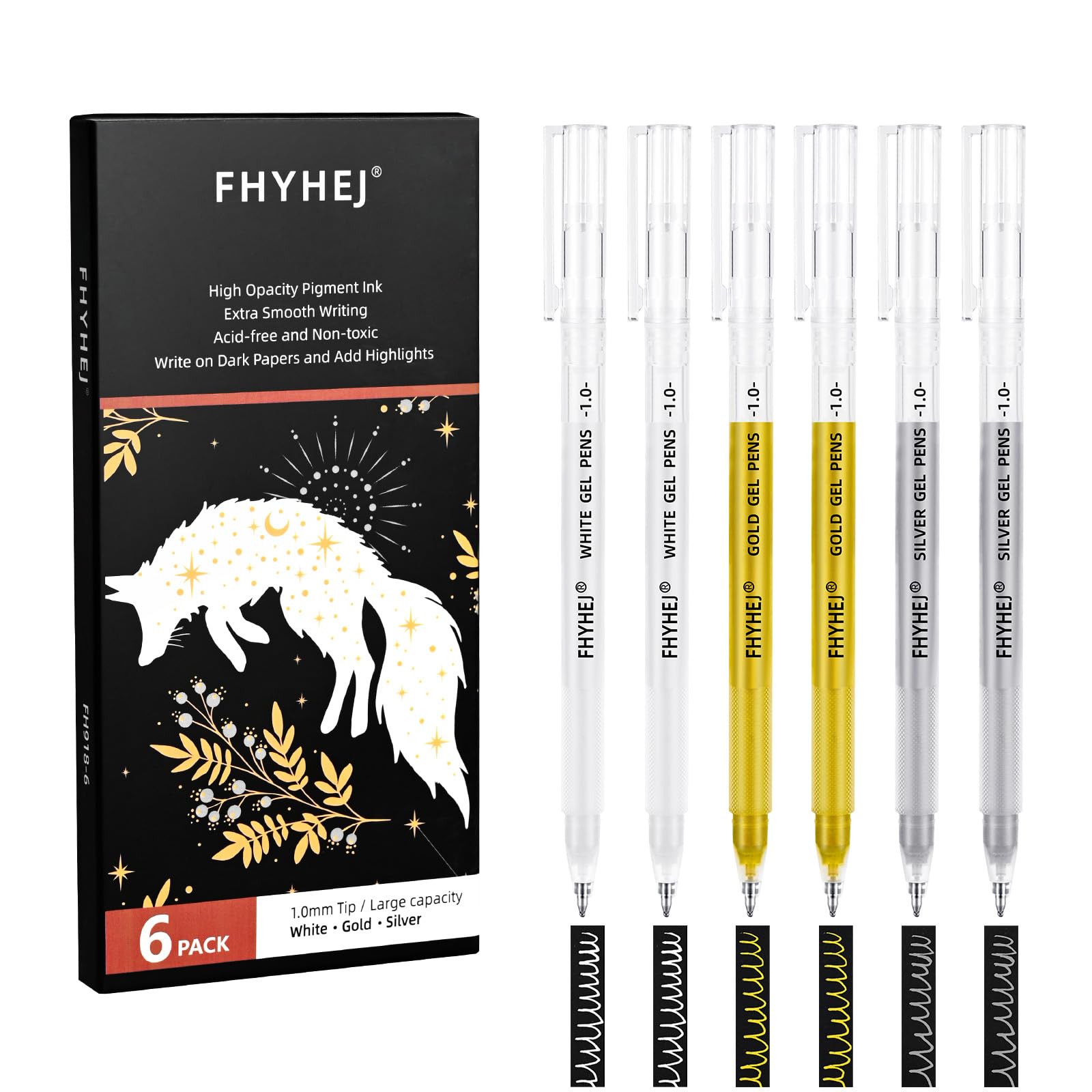Fhyhej Gold Silver White Gel Pens 1 0mm Fine Point Gel Ink Pen Archival Ink Pens for Black
