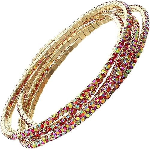 Rosemarie Collections - Juego de 5 pulseras elásticas con diamantes de imitación para mujer