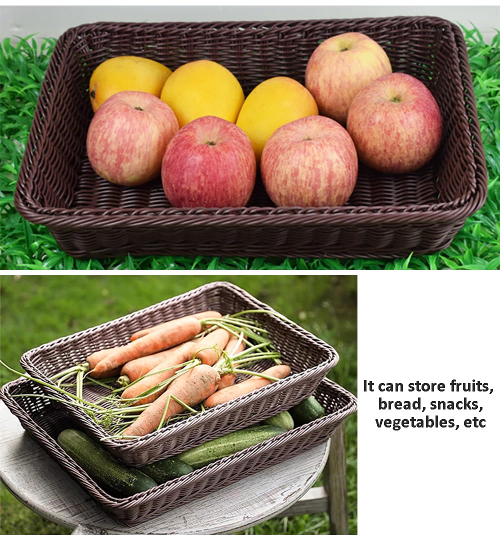 RT&BS Paniers à Pain En Osier Pour Service, Panier Cadeau Vide, Paniers De Rangement Tissés à La Main Pour Cuisine, Magasin, Restaurant, Extérieur, Fête (café, L