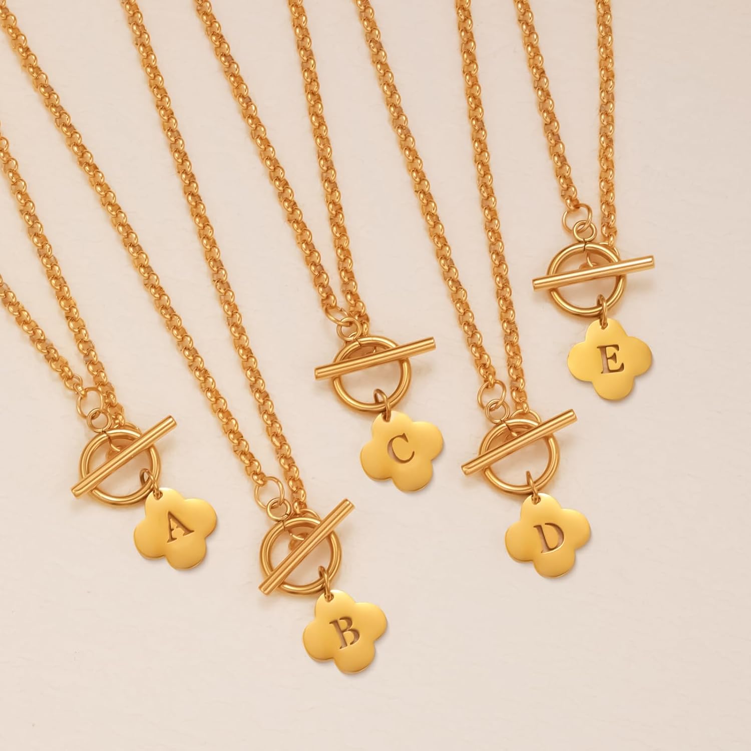 Gold initial necklace for women - Image 7