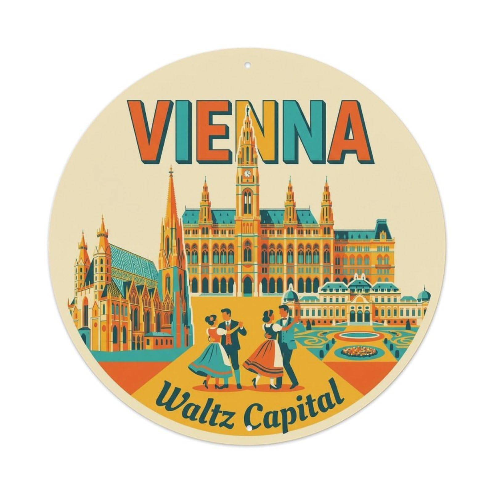 Yrnq 8X8inch Vintage Style Vintage Travel Vienna Austria Quest Metal Tin Sign