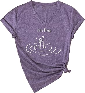 Camiseta para mujer con texto "I'm Fine", divertidas camisetas gráficas para mujer, corte holgado, frase sarcástica