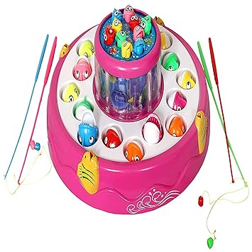 KTRS Enterprise Fish Catching Game Big with 26 Fishes and 4 Pods, Includes Music and Lights (Mix Color)