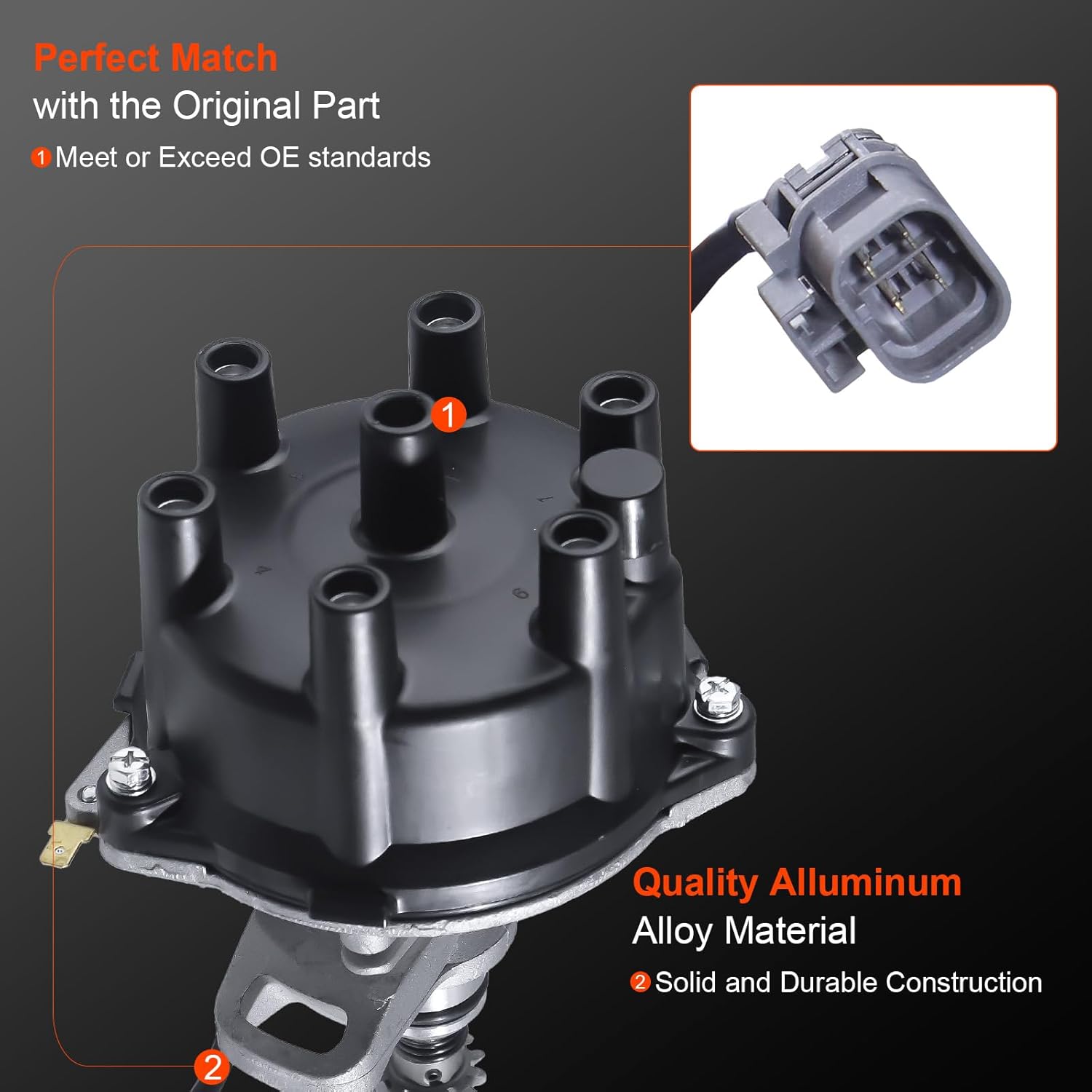 Ignition Distributor for Nissan Pathfinder 1990-1995, for Quest 1993-1998 and 1995 Pickup Trucks, for D21 from 1990-1994, Replacement Number F3XA12127AA, F3XA12127BA