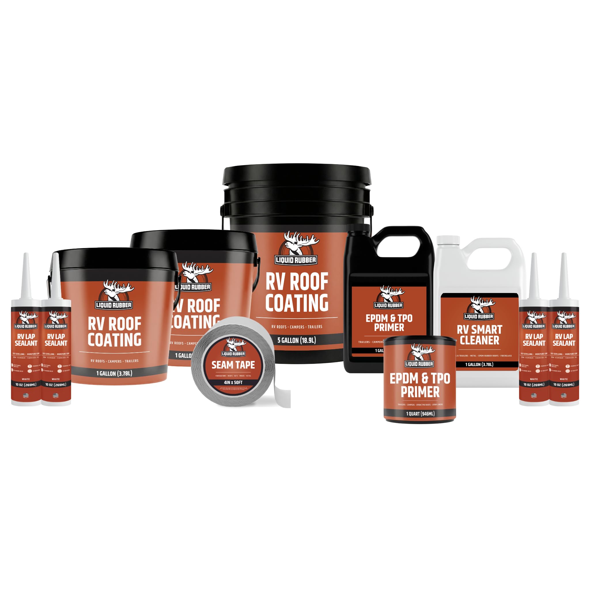 Liquid Rubber RV Roof Coating - Camper &amp; Trailer, 40 Ft Leak Repair Kit