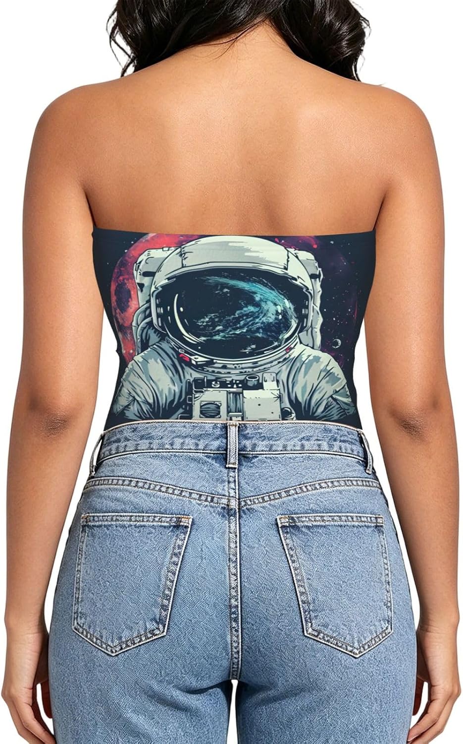 Eiffel Tower Bike Print Women Strapless Bra Tube Tops