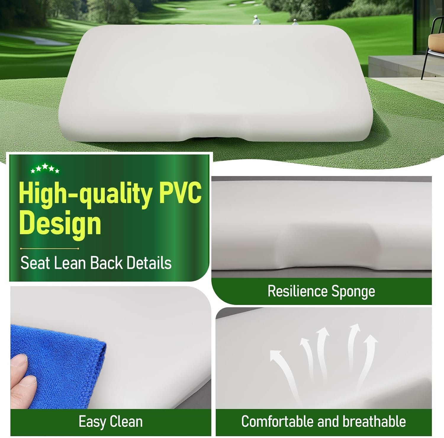 WUTIST Front Seat Compatible with 2008-Up EZGO RXV Models Seat Cushion Plastic Foam Wood