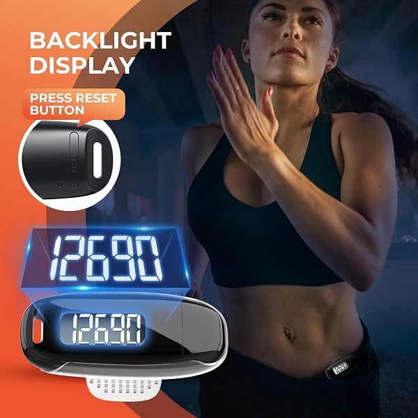 3D Pedometer for Walking, Simple Walking Step Counter with Removable Clip and Strap, USB Rechargeable Step Tracker with Backlight, Accurate Step Counter for Men Women Seniors - 5