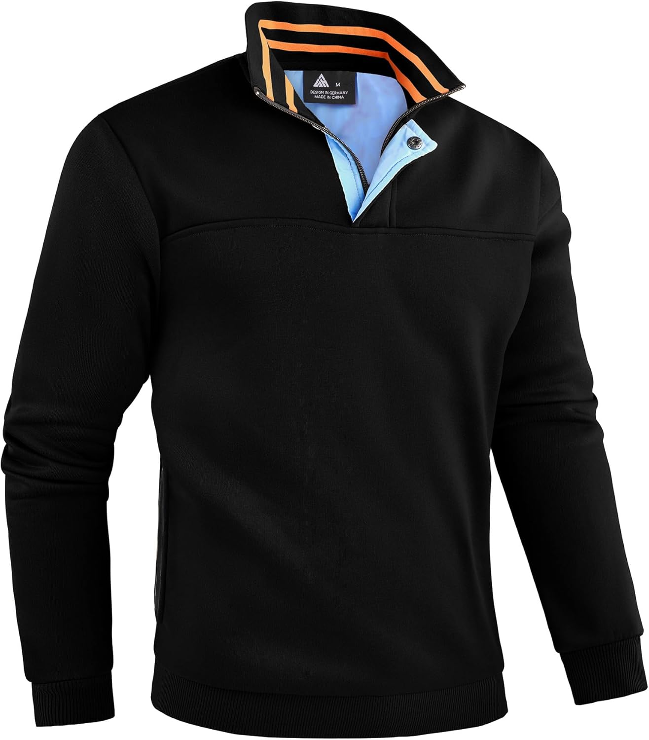 ZITY Mens Quarter Zip Pullover Fleece Lined Long Sleeve Casual Sweatshirts with Side Pockets