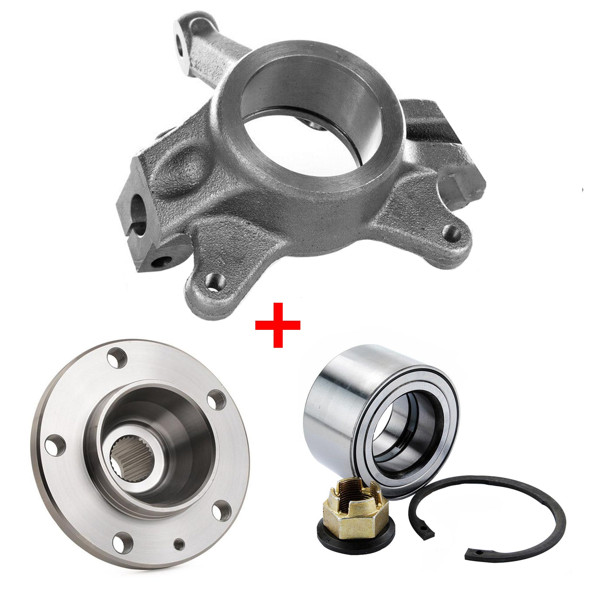 Kit Réparation AVEC Porte Fusée ET Moyeu ET Roulement de Roue Avant Droit 24 mm compatible pour INTERSTAR X70 MOVANO A X70 MASTER II - 7701206740 4403023 9111023