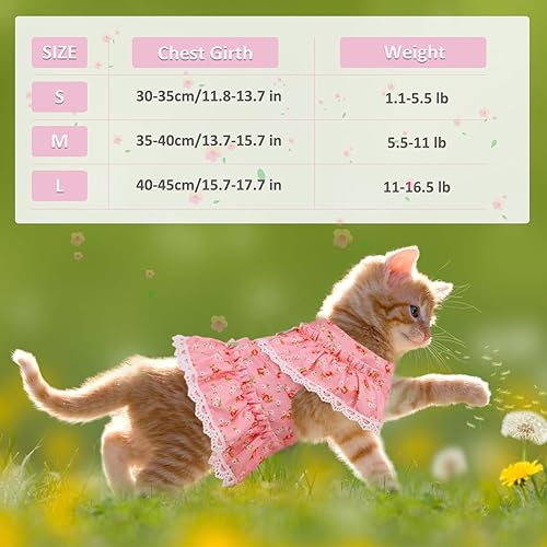 Miniatura 5 de Arnés de chaleco para perros pequeños y gatos, juego de arnés sin tirones para cachorro con correa, bonito vestido floral para perra, arnés de malla