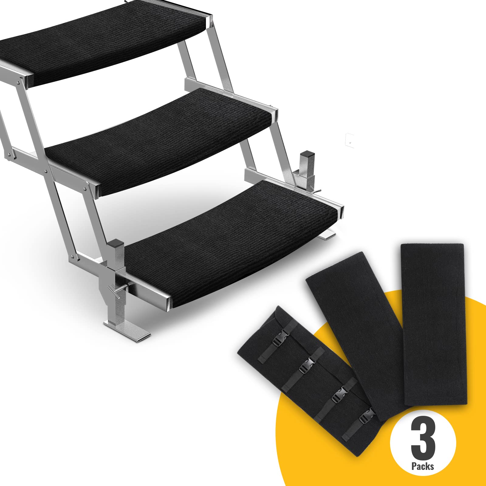 Photo 1 of BougeRV RV Step Covers 3 Packs for Fold Up Curved Steps, 22 Inch Wrap Around Radius Stairs Rugs, Camper Carpets for Outside RV Accessories A- Radius Steps Covers