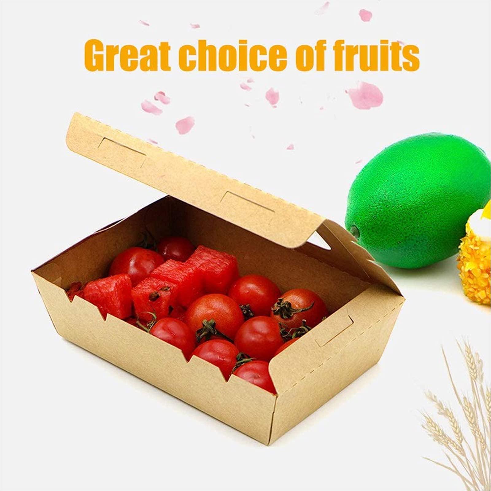 Pack van 100 stuks) Kraft Burger Boxes Maat M Voedsel Container Hamburger Afhaalrestaurant Fast Food Wegwerp Doos Lekbestendig Milieuvriendelijk Recyclebaar (100, M