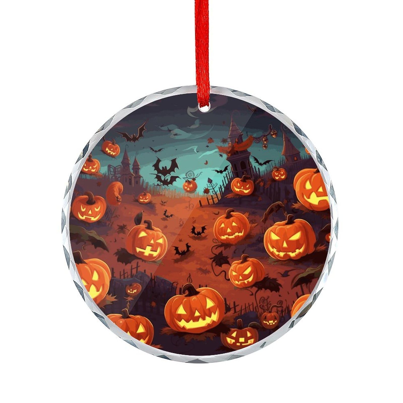Btcowzrv Style Halloween Round Ornament Hanging Pendant Decor