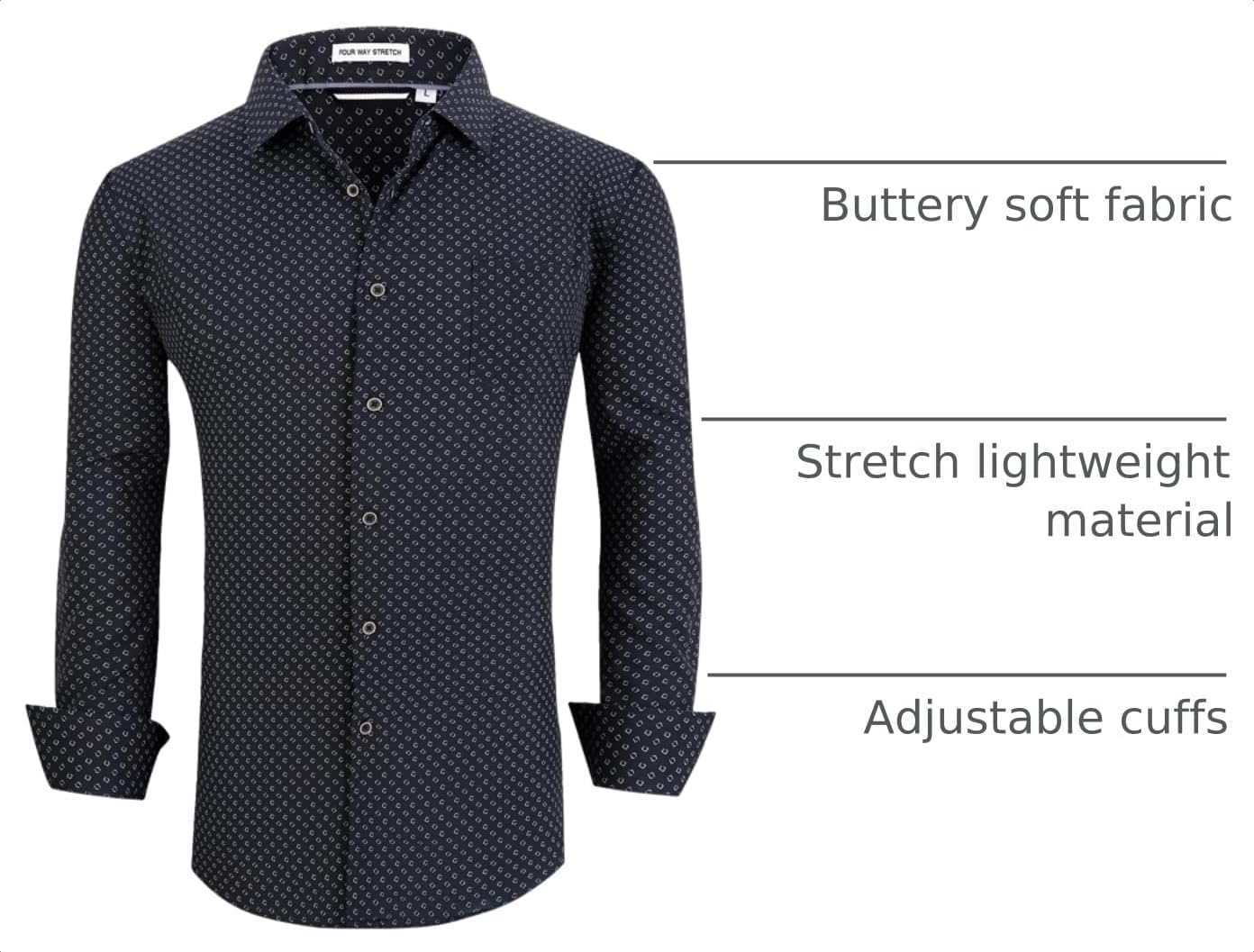 WARHORSEE Mens Casual Button Down Dress Shirts Long Sleeve image 4