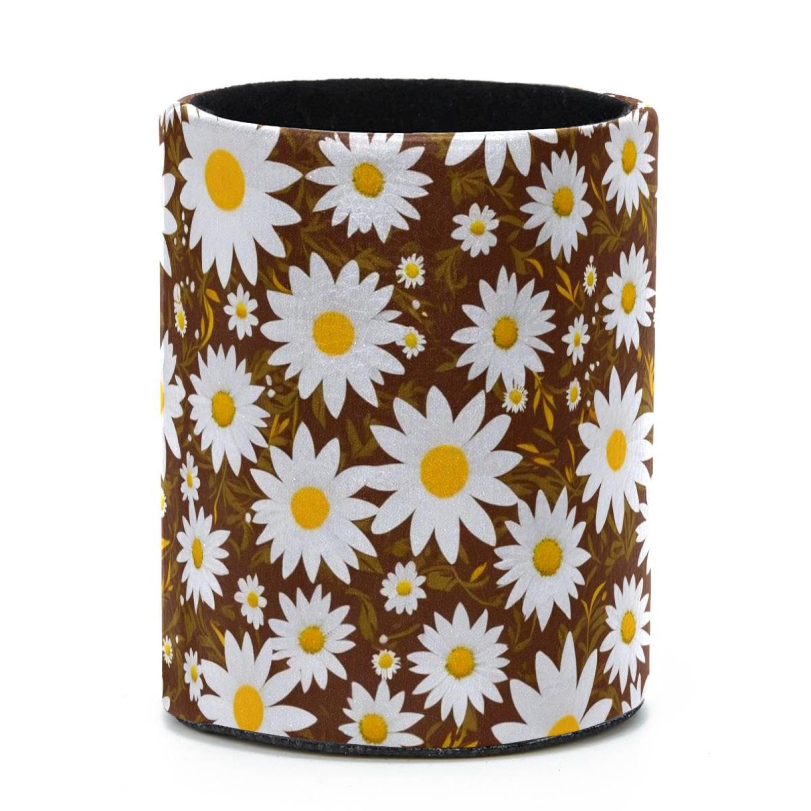 VAPOKF Round Pencil Holders for Desk, Daisy Pen Holders Pen Pot Makeup Brushes Storage Desktop Stationery Supplies Organiser for Home Office