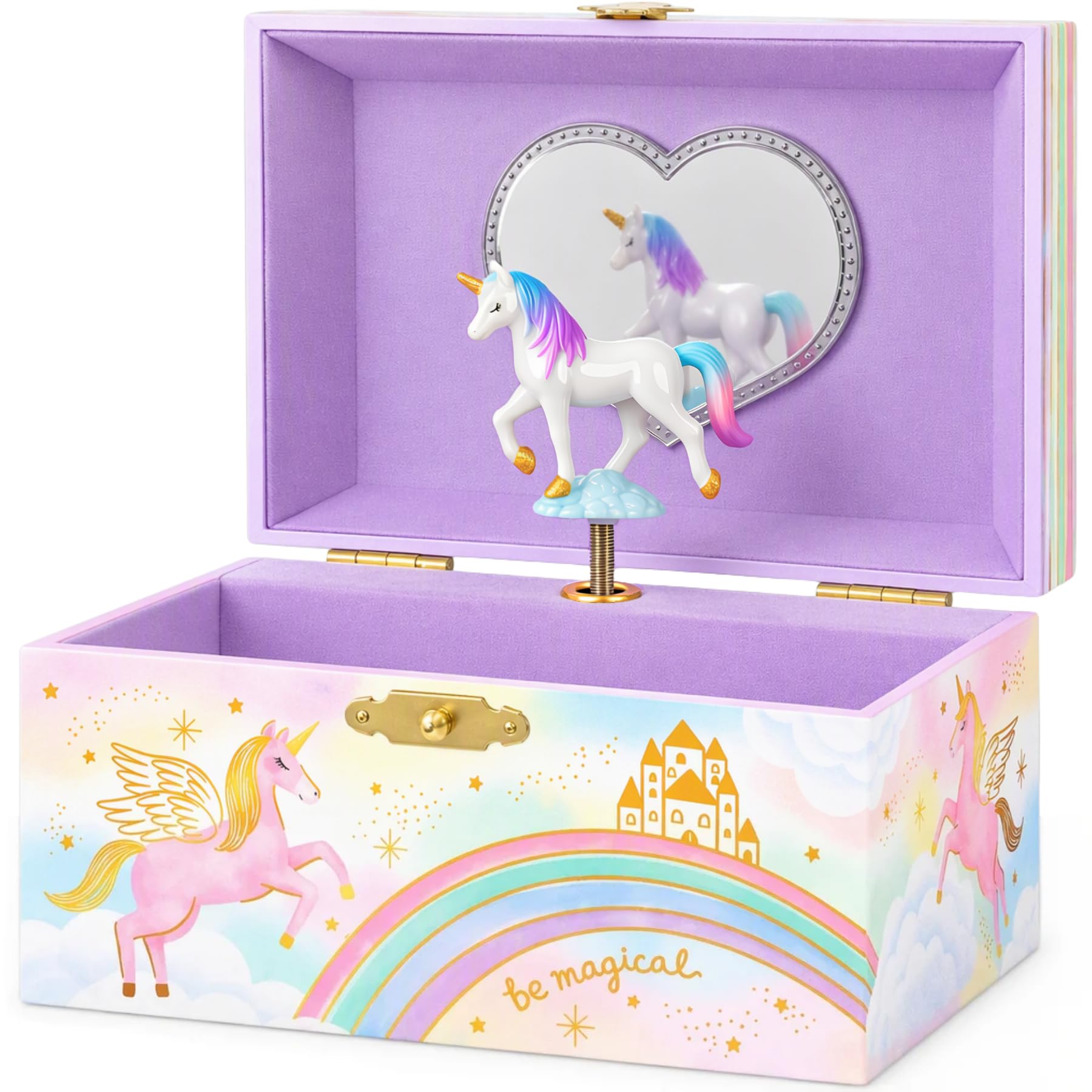 Giggle & Honey® Schmuckkästchen Mädchen Musik Box & Einhorn | Einhorn-Spieluhr mit Spiegel & Drehfigur, Schmuckschatulle Kinder, Geschenk Mädchen 5 Jahre, Spielzeug ab 3 Jahre