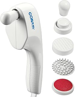Conair Touch-n-Tone Handheld Massager with Attachments, Face & Body Massage Wand, White