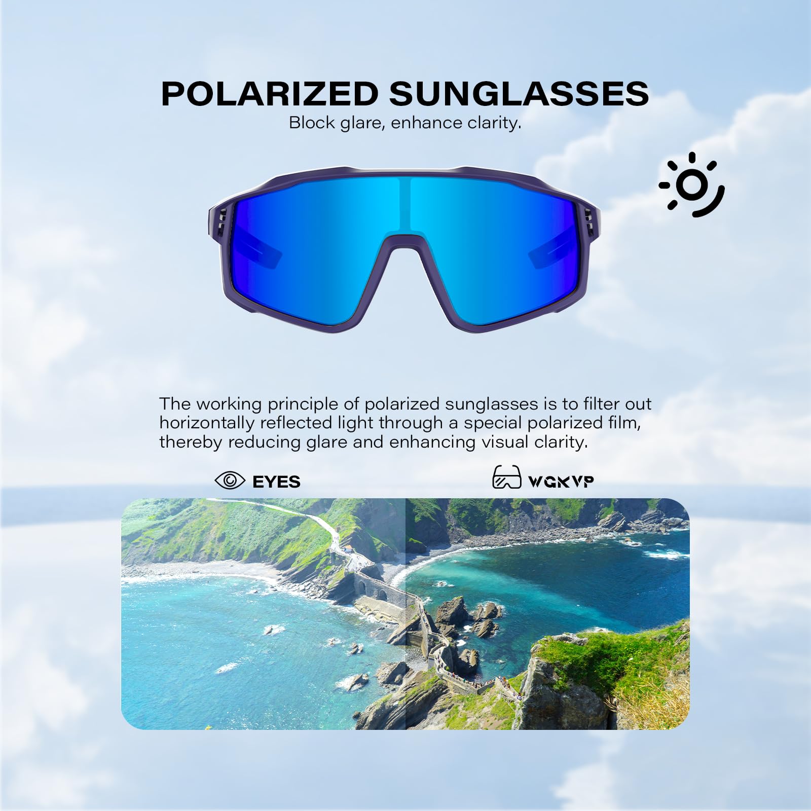 Gafas de sol deportivas polarizadas, protección UV400, espejo HD, gafas de ciclismo para hombres y mujeres, al aire libre, pesca, béisbol