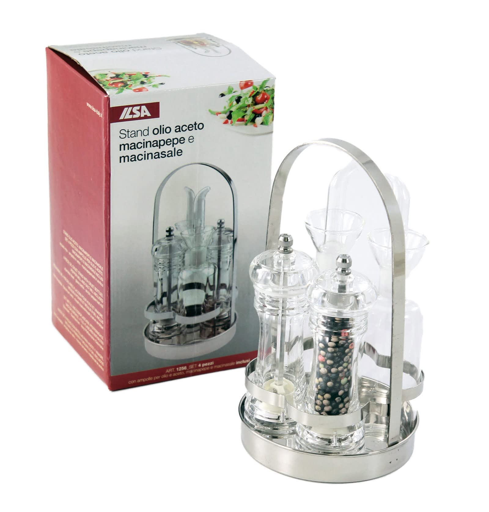 Ilsa 1256 000 - Juego de cama con maceta para aceite y vinagre/molinillo de pimienta y sal