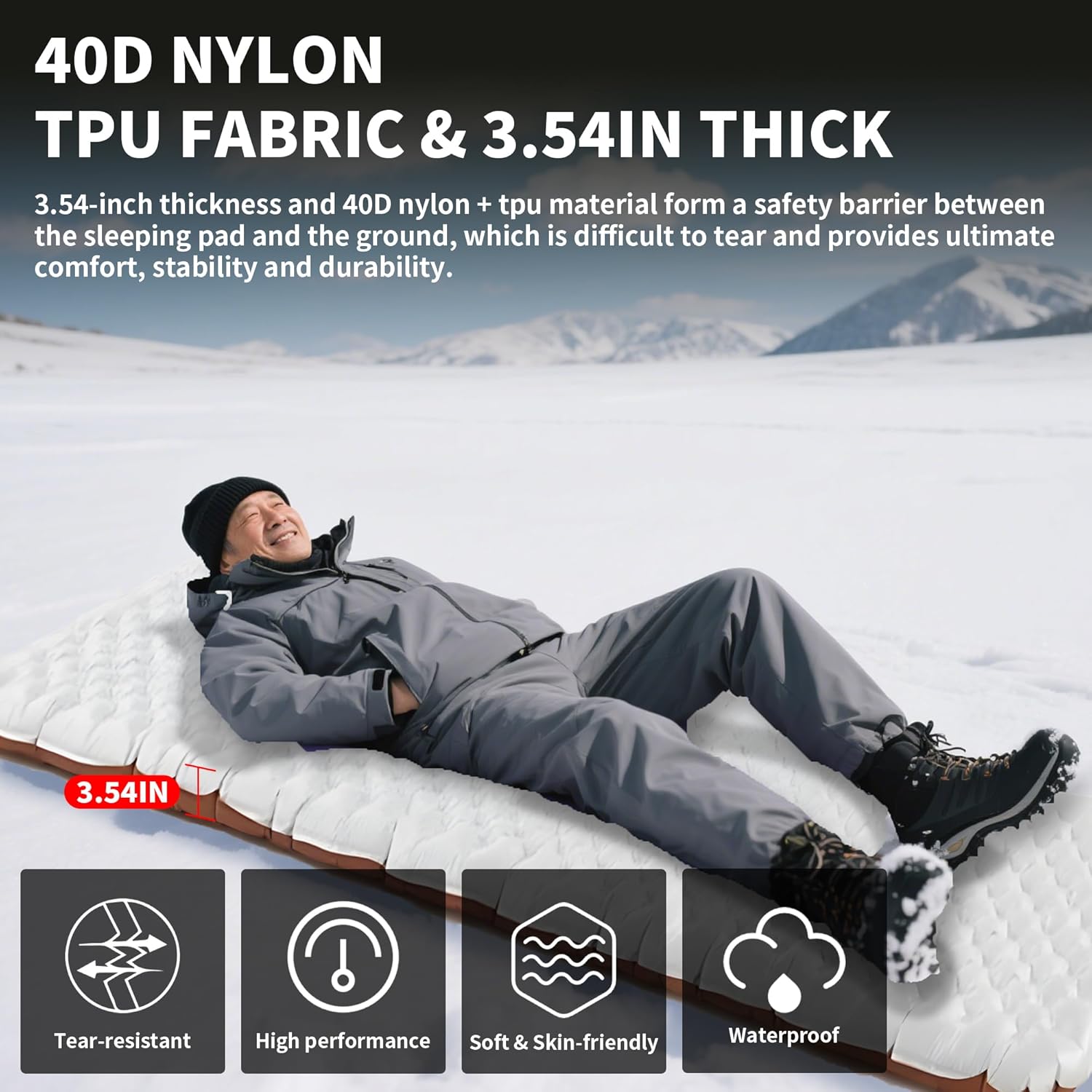 TENPLAY 4.7 Inch Thick Sleeping Pad with 7.2 R-Value, Ultralight and Portable Sleeping Mat with Pump Sack, Air Mattress for Camping