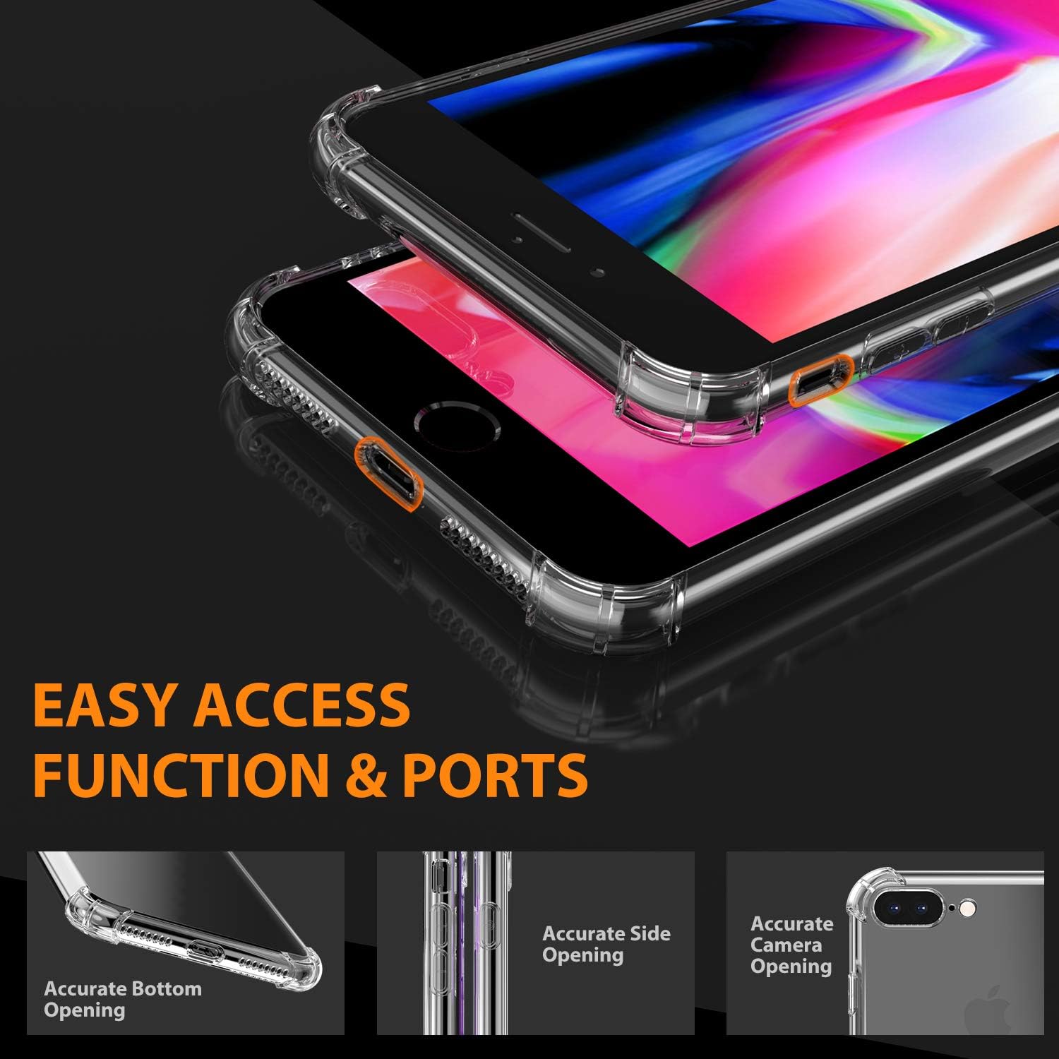 iPhone 8 Plus Case,iPhone 7 Plus Case,iCaber Soft & Flexible TPU [Scratch-Resistant],4 Corners Bumpers Protection Designed [Shock-Absorbing] Crystal Clear Case for iPhone 7 Plus/iPhone 8 Plus 5.5 Inch