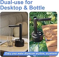 Vista 2 de Latedaux - Dispensador de botellas de agua eléctrica de escritorio de doble uso, de 5 galones, carga USB tipo C, bomba automática de botella de agua