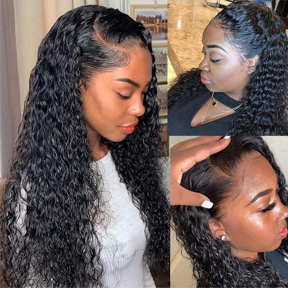 Amella Hair Short Human Hair Deep Wave Bob Wigs 8A Brazilian Virgin Lace Closure Deep Curly Bob Wigs for Women Natural Color (10 inch)