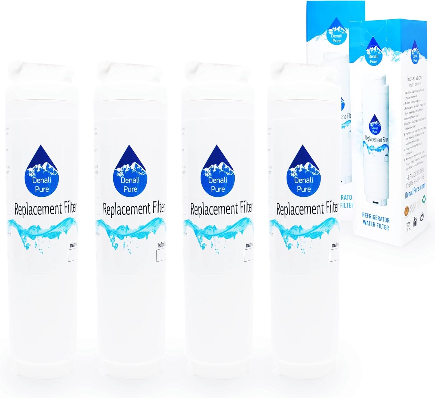 4-Pack Replacement for Bosch B26FT70SNS-01 Refrigerator Water Filter - Compatible with Bosch ULTRACLARITY, 644845 Fridge Water Filter Cartridge