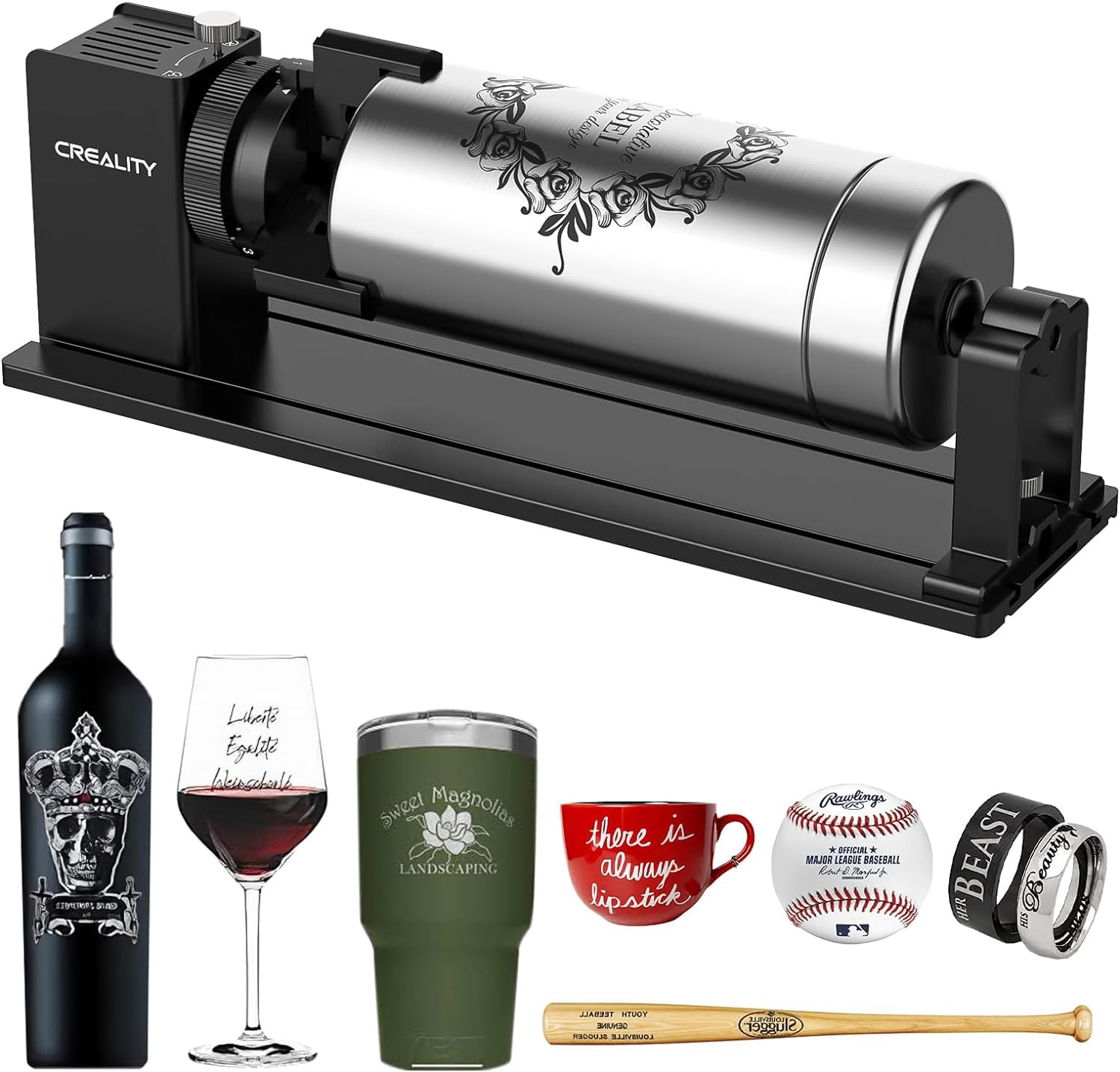 Rotary Roller Pro, 4 in-1 Multi-Functional Laser Rotary Roller Y-axis Jaw Chuck Rotary for Engraving Cylindrical Objects, Tumblers, Wine Glass, Rings, Balls