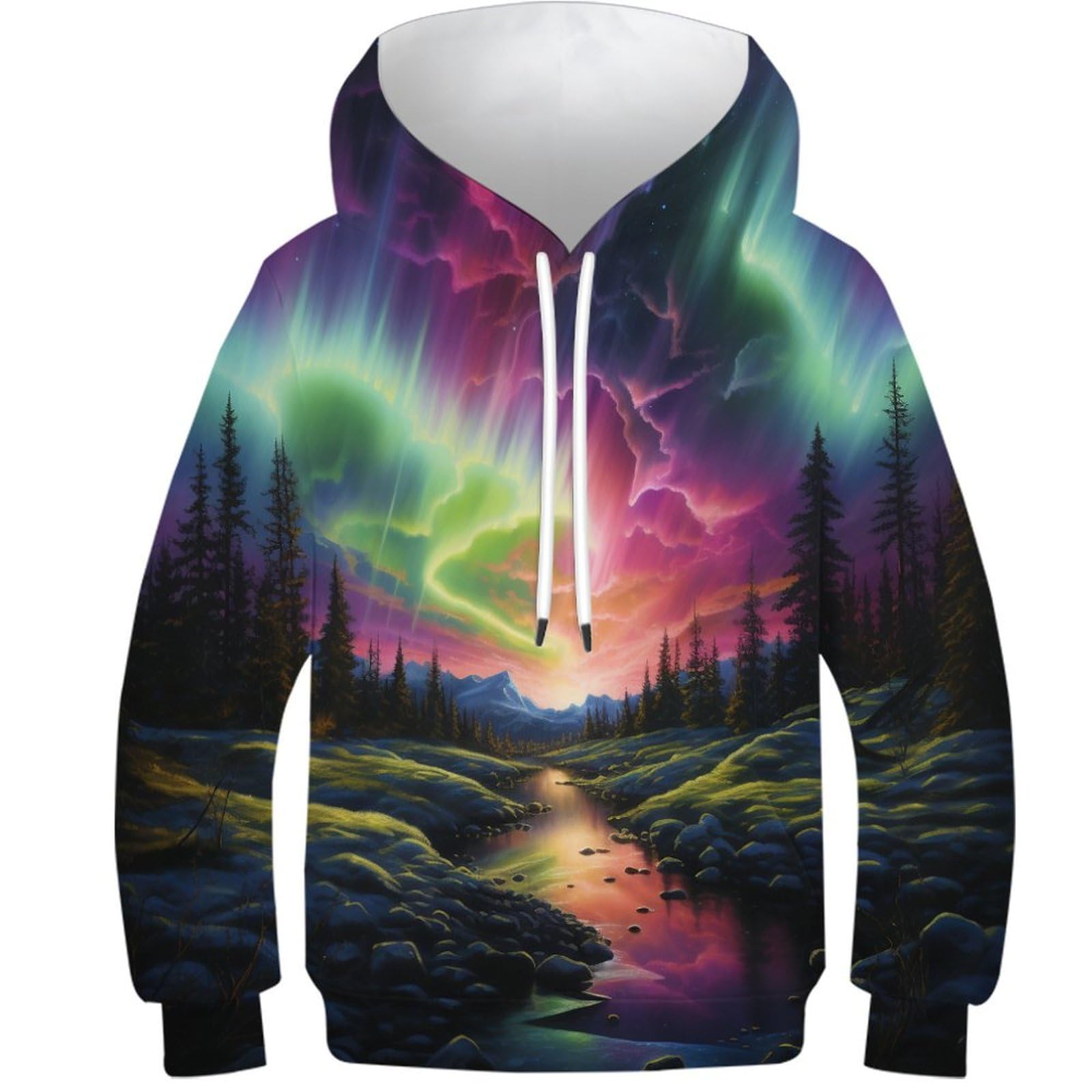 Pull à Capuche Imprimé 3D Aurora Évite le Froid pour Ados 13-15Y - 8