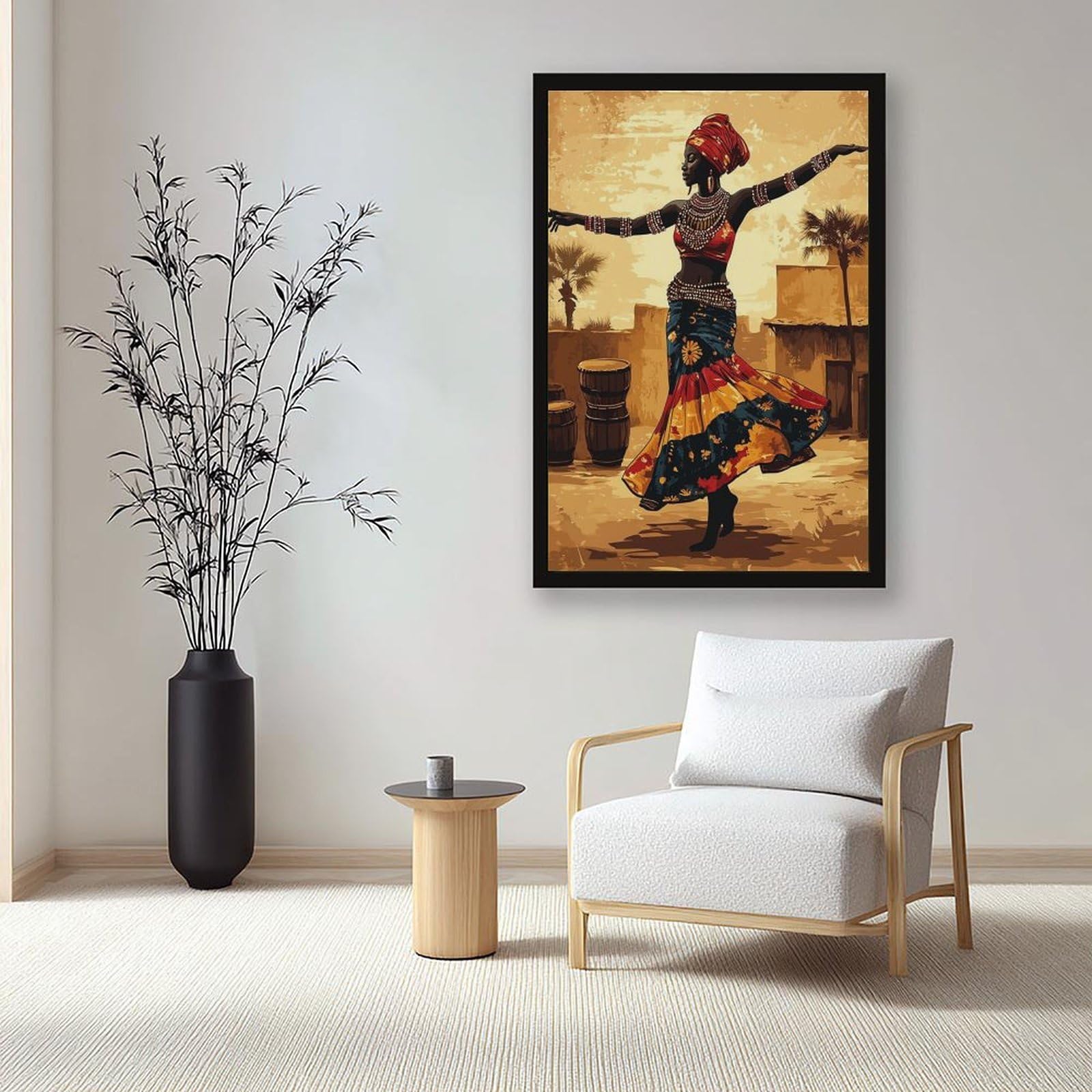 LXWNZE Malian Bambara Dance, poster su tela tradizionale africano festival decorazione camera da letto paesaggio ufficio camera da letto decorazione regalo 40,6 cm L x 61 cm W