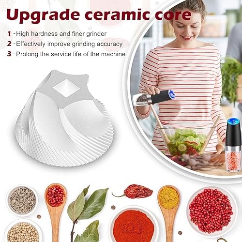 Miniatura 4 de TGLS - Juego de molinillo eléctrico de sal y pimienta, molinillo de sal eléctrico con grosor ajustable, molinillo de pimienta automático, molinillo