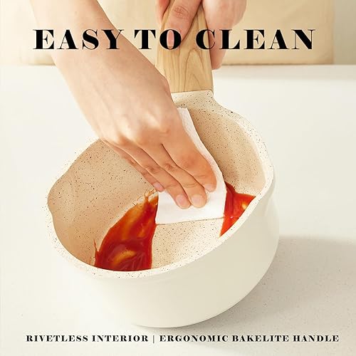 Miniatura 4 de Juego de ollas y sartenes antiadherentes de cerámica con punto de granito, juego de 3 piezas de utensilios de cocina de cocina con sartén y