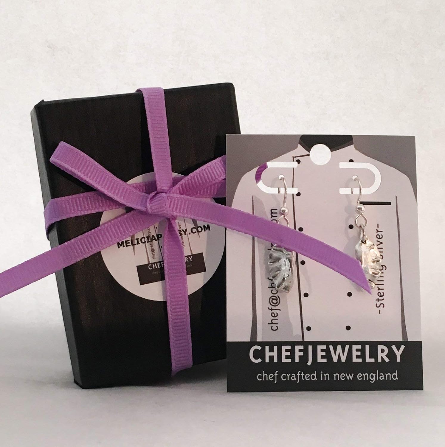 Chef Cleaver Knife Charm in Black Sterling Silver