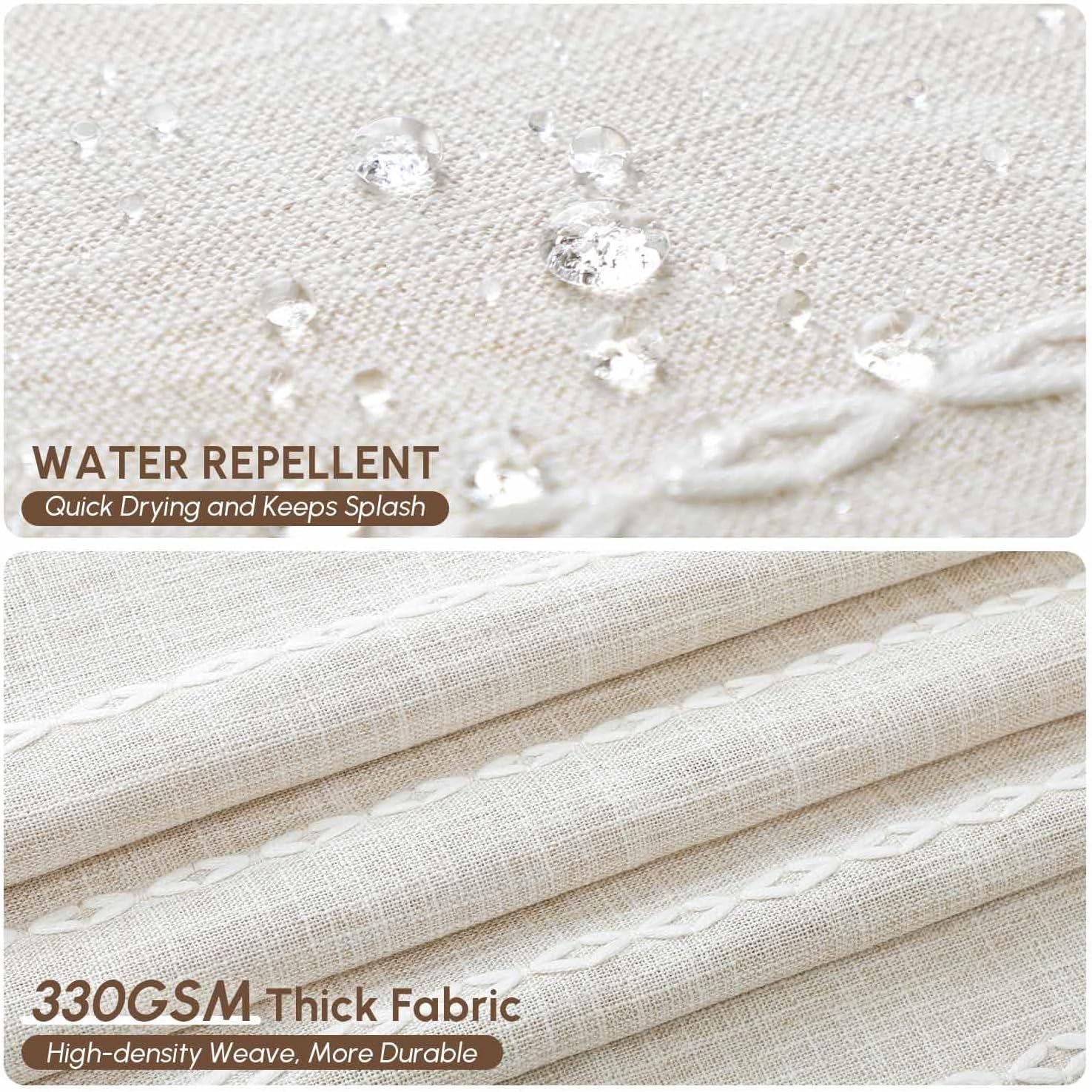 WELTRXE Boho Long Shower Curtain, Modern Farmhouse Shower Curtain Set with Tassels, Rustic Bathroom Decor, Heavy Duty Fabric Water Repellent with Hook, Beige/Cream, 72x78 Inches