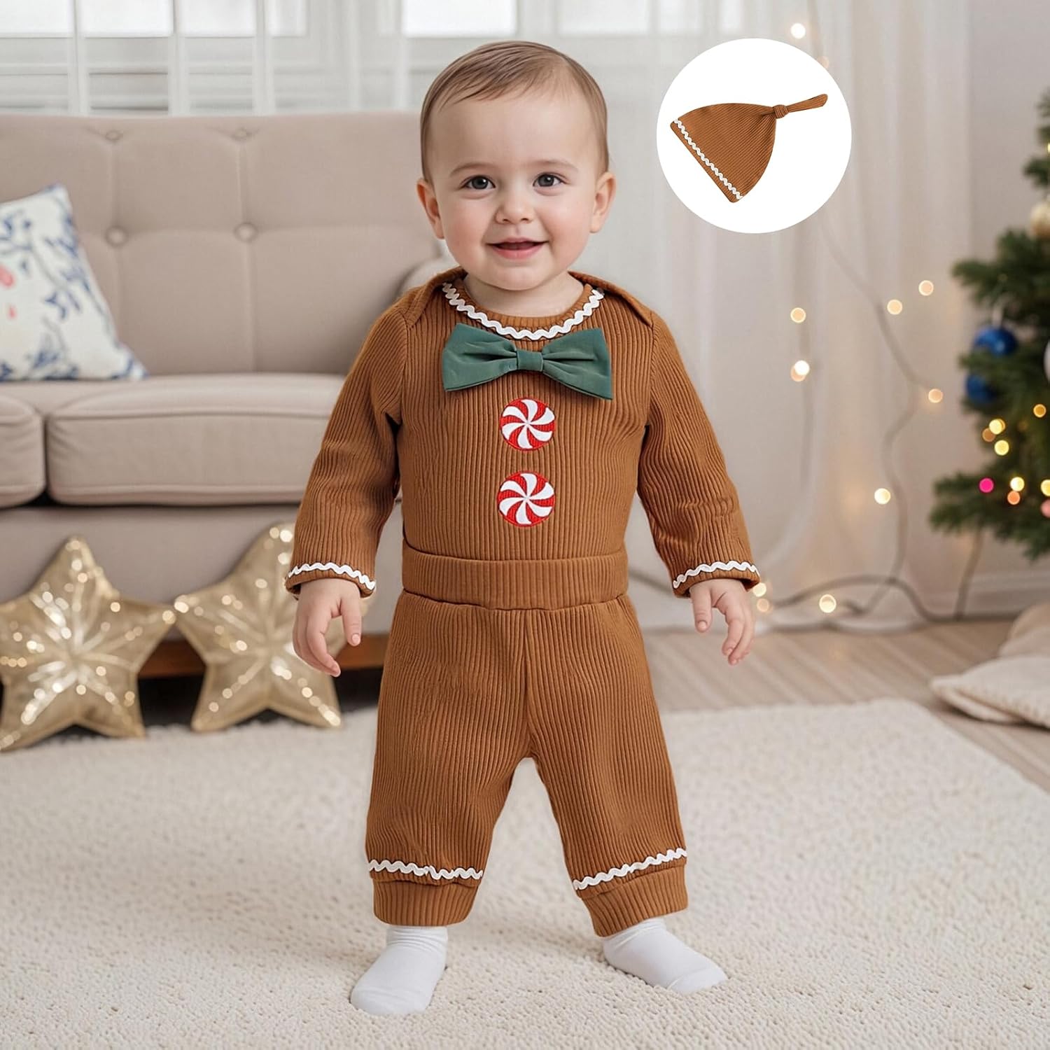 Madjtlqy Newborn Baby Boy Fall Clothes Set 3Pcs Infant Coming Home Outfit image 3