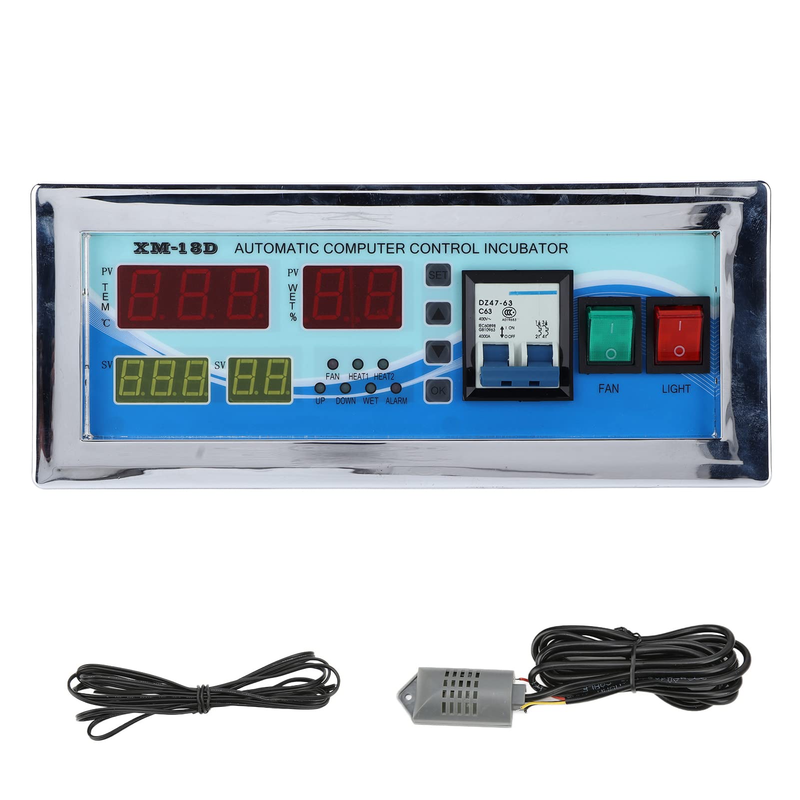 Incubadora Industrial Multifuncional, Incubadora Huevos Gallina Automática de Huevos Controlador Termostato Digital de Temperatura y Humedad Sistema Control Automático con Sonda Sensor Humedad (220V)