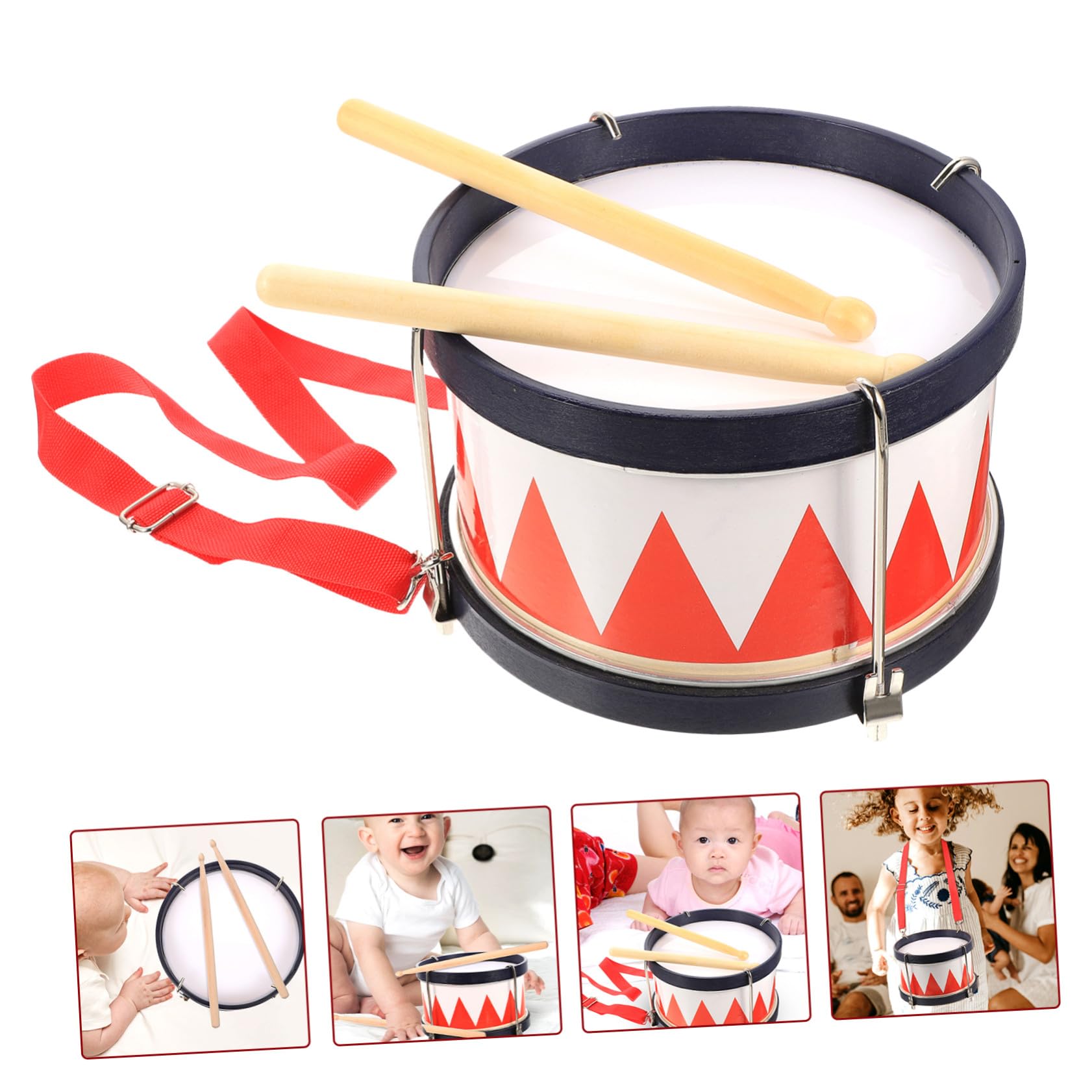 Mikinona Kit de Caja de Percusión Rojo para Niños Baquetas de Madera y Metal, Instrumento Musical para Fortalecer la Relación Familiar y Atraer la Atención Infantil Color