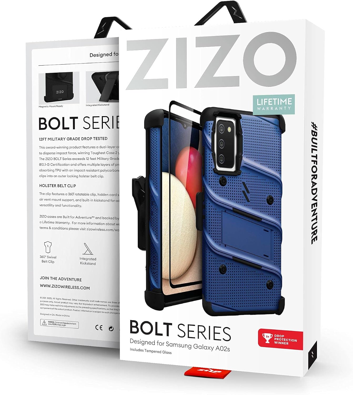 ZIZO BOLT Series Galaxy A02s Case Blue & Black