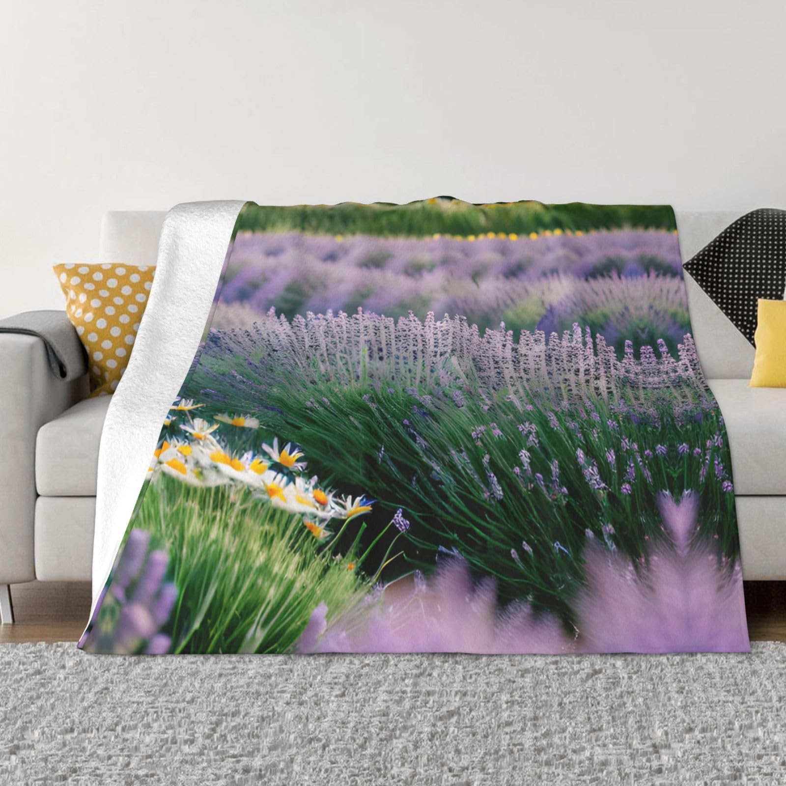 Couverture polaire lavande et marguerites pour réchauffer votre cœur en toutes saisons