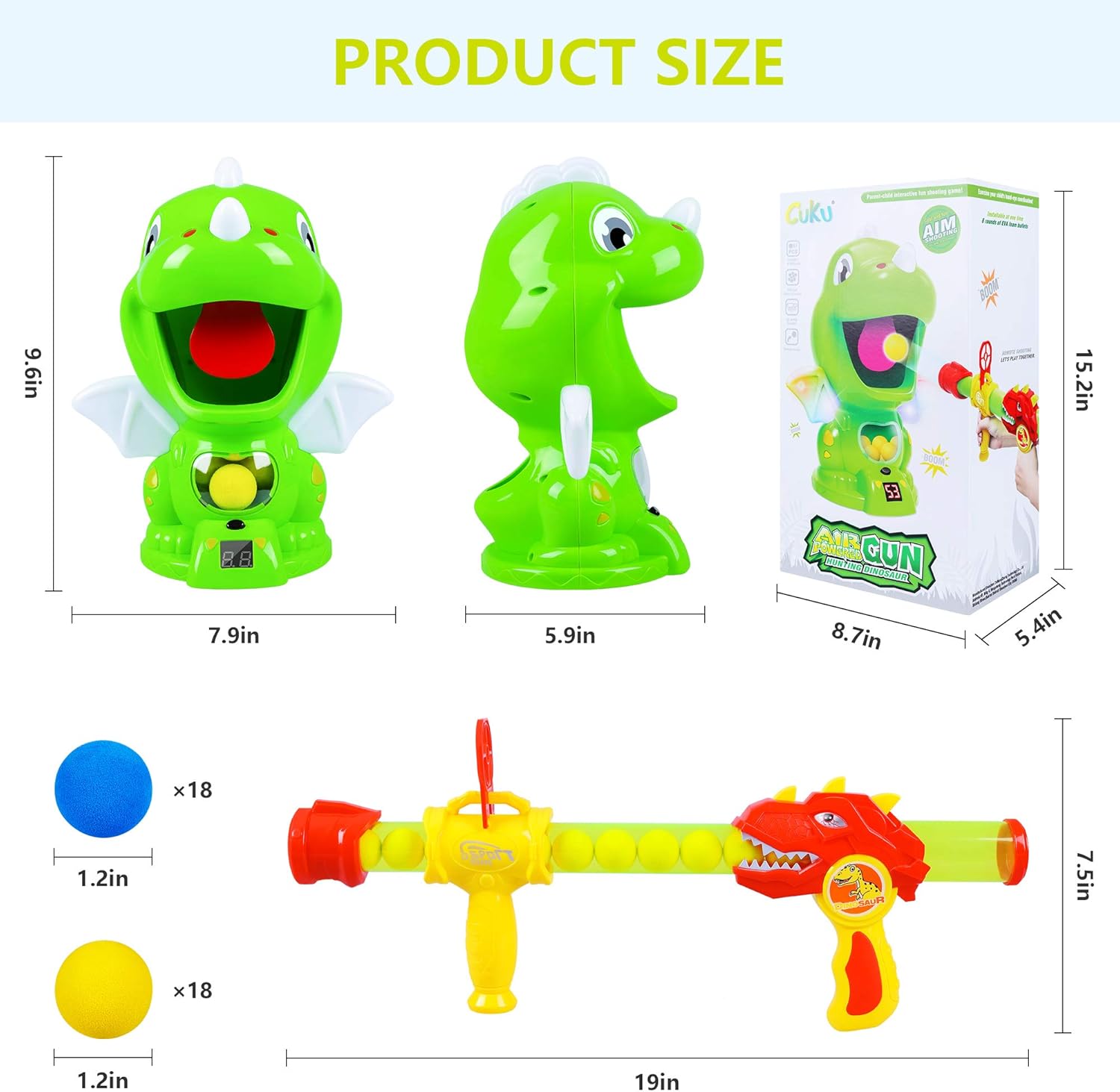 Dinosaur Toys Shooting Target Toy Gun for Kids-Air Pump Shooting Game with 36 Foam Balls,Electronic Target Practice Party Toys with Score Record,Sound and LED,Gifts for 5 6 7 8 9 Years Old Boys Girls : Toys & Games