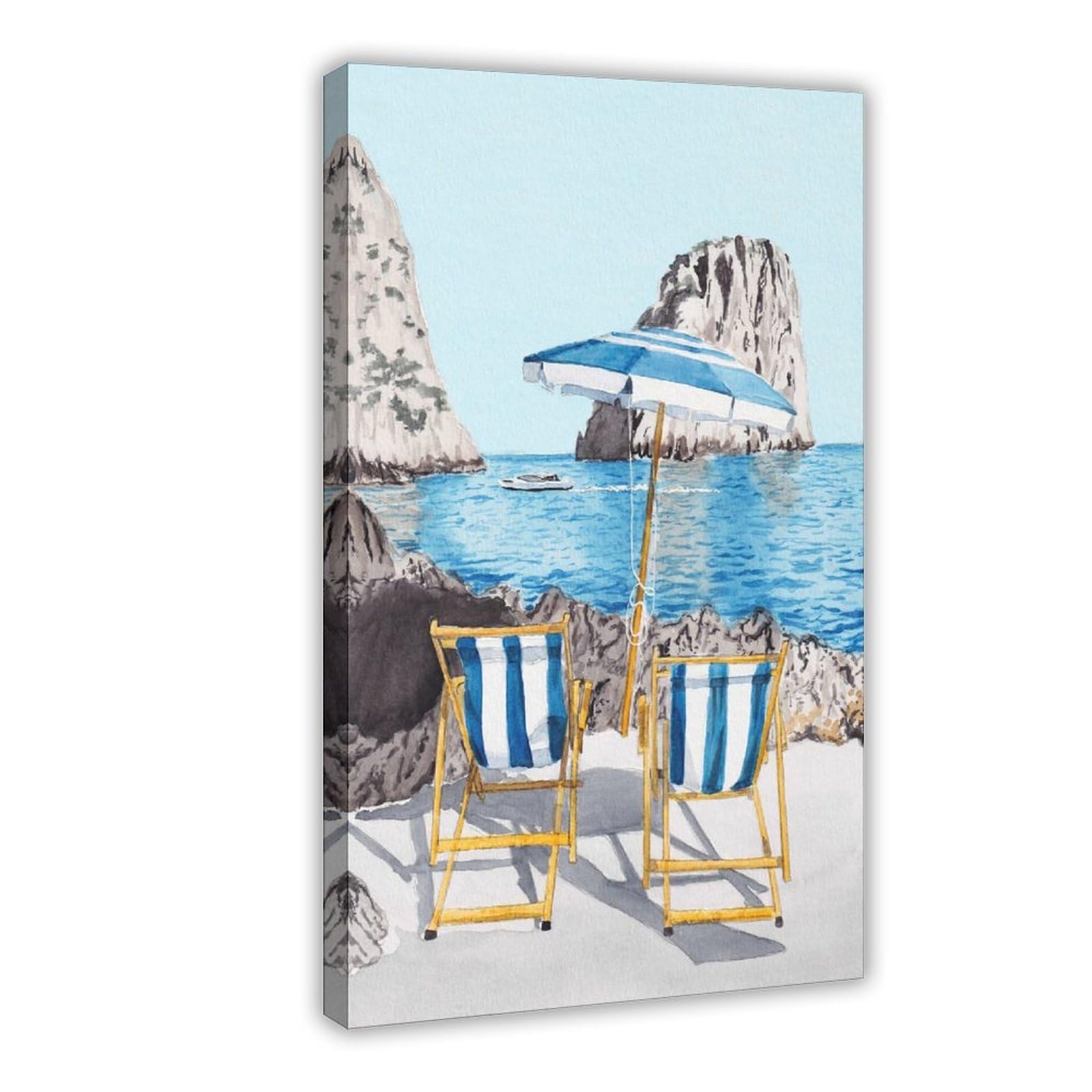 Paesaggio ad acquerello, decorazione costiera italiana, poster su tela, decorazione per camera da letto, ufficio, stanza, regalo, 61 cm L x 91,4 cm W
