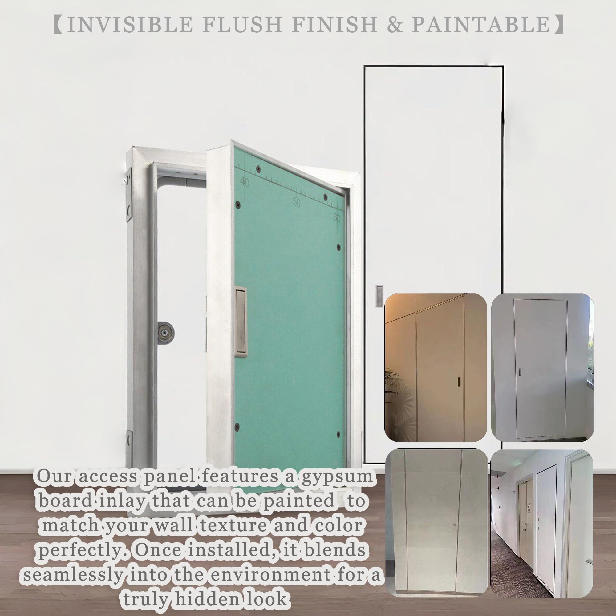 Panel de Acceso para Paredes de Yeso Placa de Yeso Pintable Marco de Aluminio Puerta de Mantenimiento Invisible(W30xH99cm)