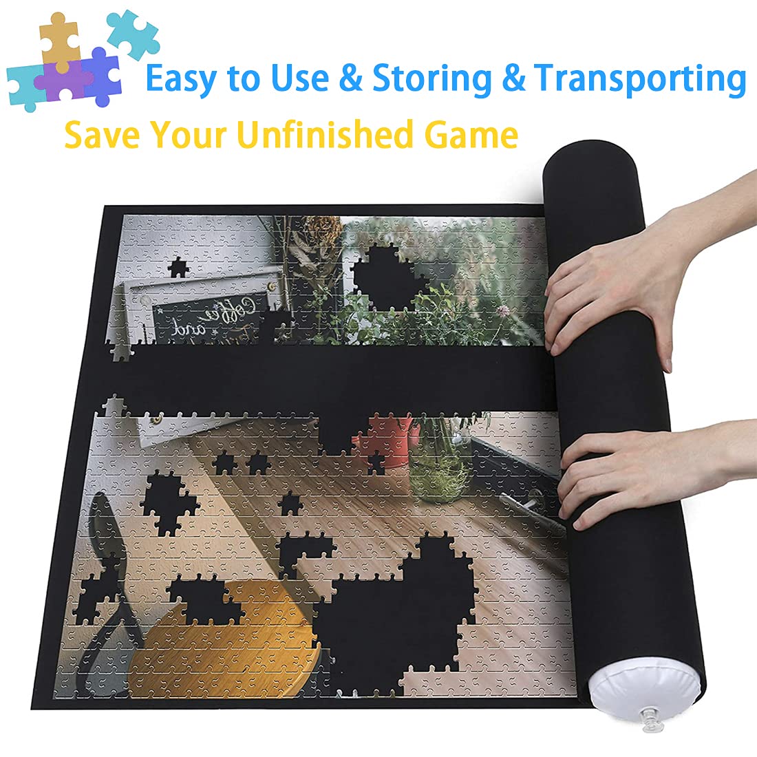 Puzelworx Tapis De Puzzle Enroulable Pour Puzzles – 1500 Pièces De Protection, économiseur, Organiseur, Fond En Caoutchouc Antidérapant, Tube à Rouler En Mousse, Dessus En Polyester Avec Sac De