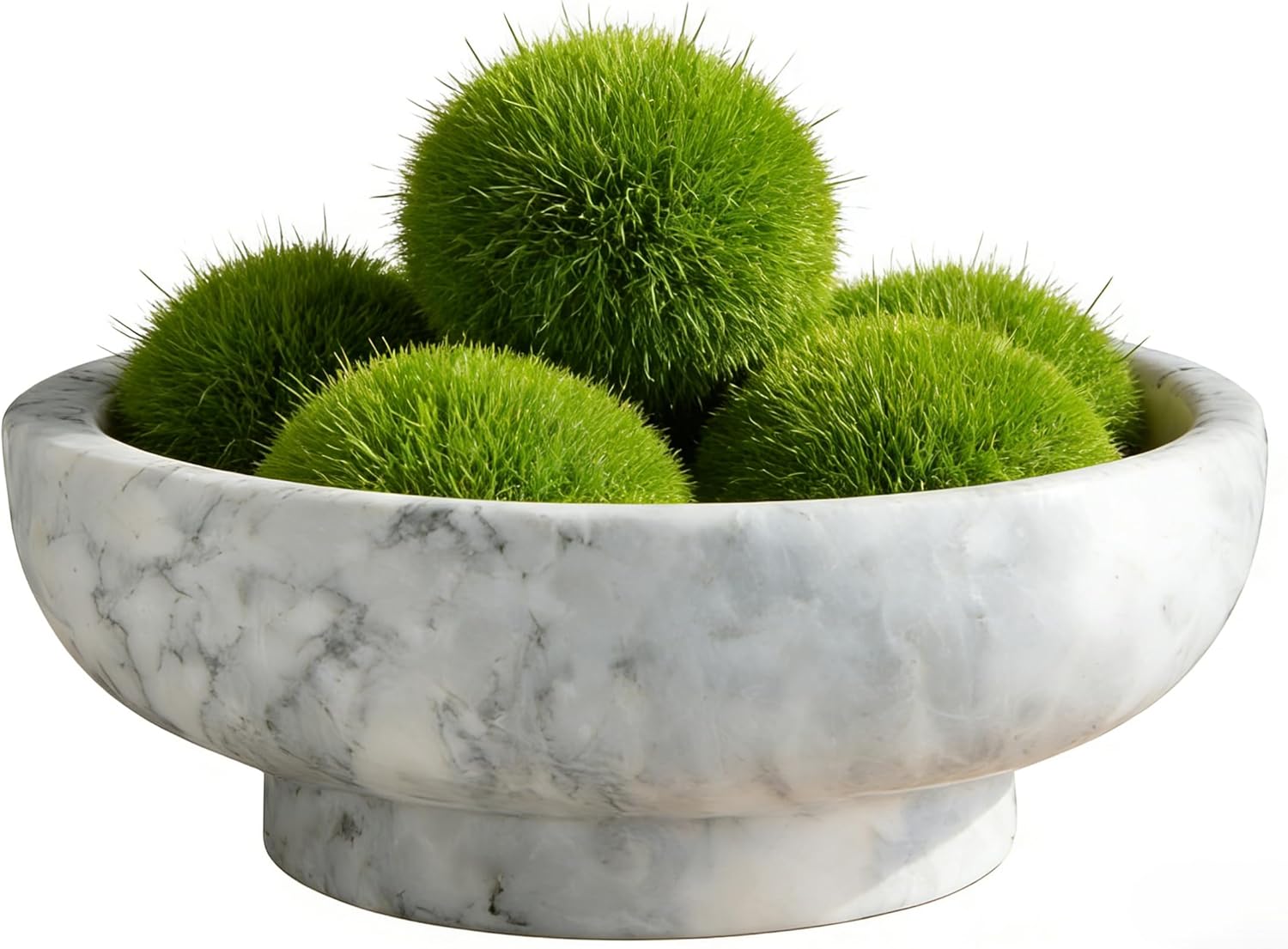 Premium Natural Marble Decorative Bowl - Large 10.2” Solid Marble (11 lbs) - Luxury Fruit Bowl with Grey Veins for Home Decor